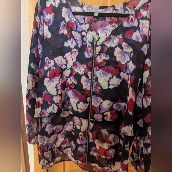 NY Collection Floral Women's Top - Black, Purple, Red - Picture 4 of 6